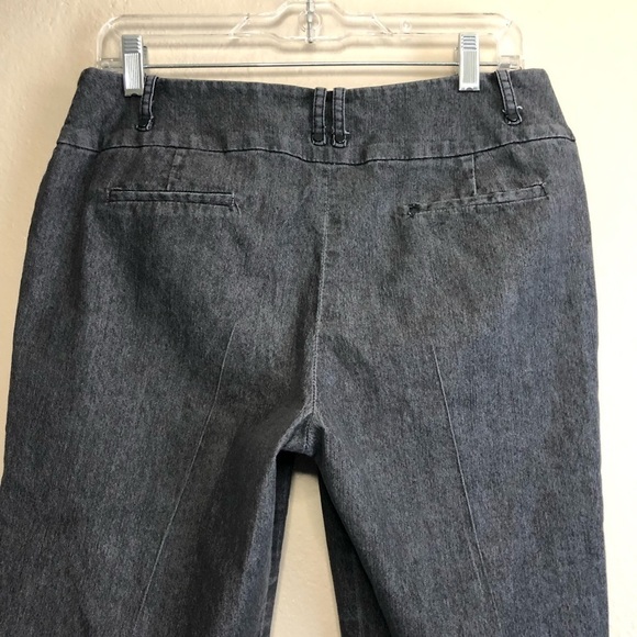 Sandro Sportswear Charcoal Gray High Rise Flare Wide Leg Capris Denim Pants Sz10 - Picture 5 of 12